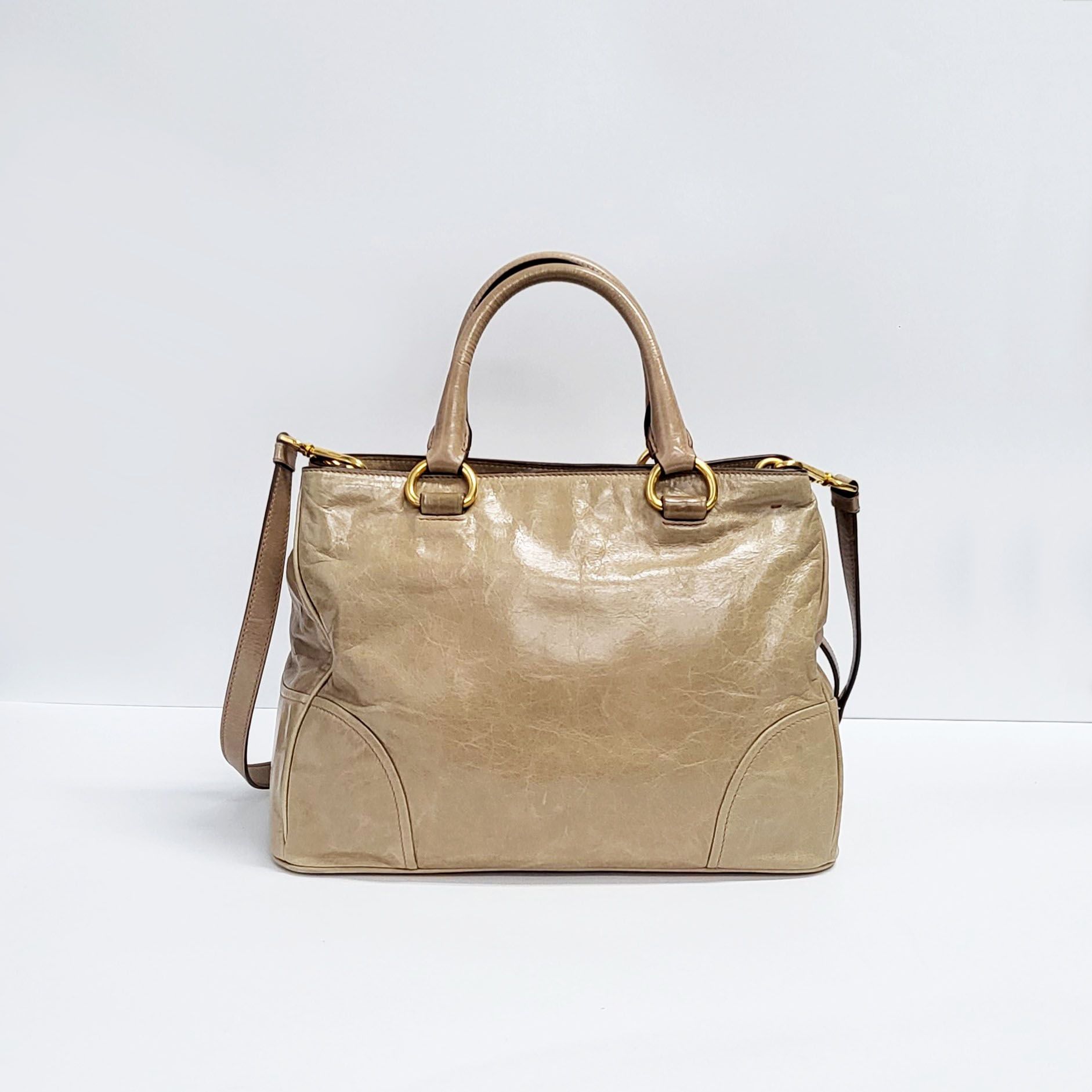 Prada Vitello Shine Gold 2way Tote Bag BN2533 138299683 | eBay