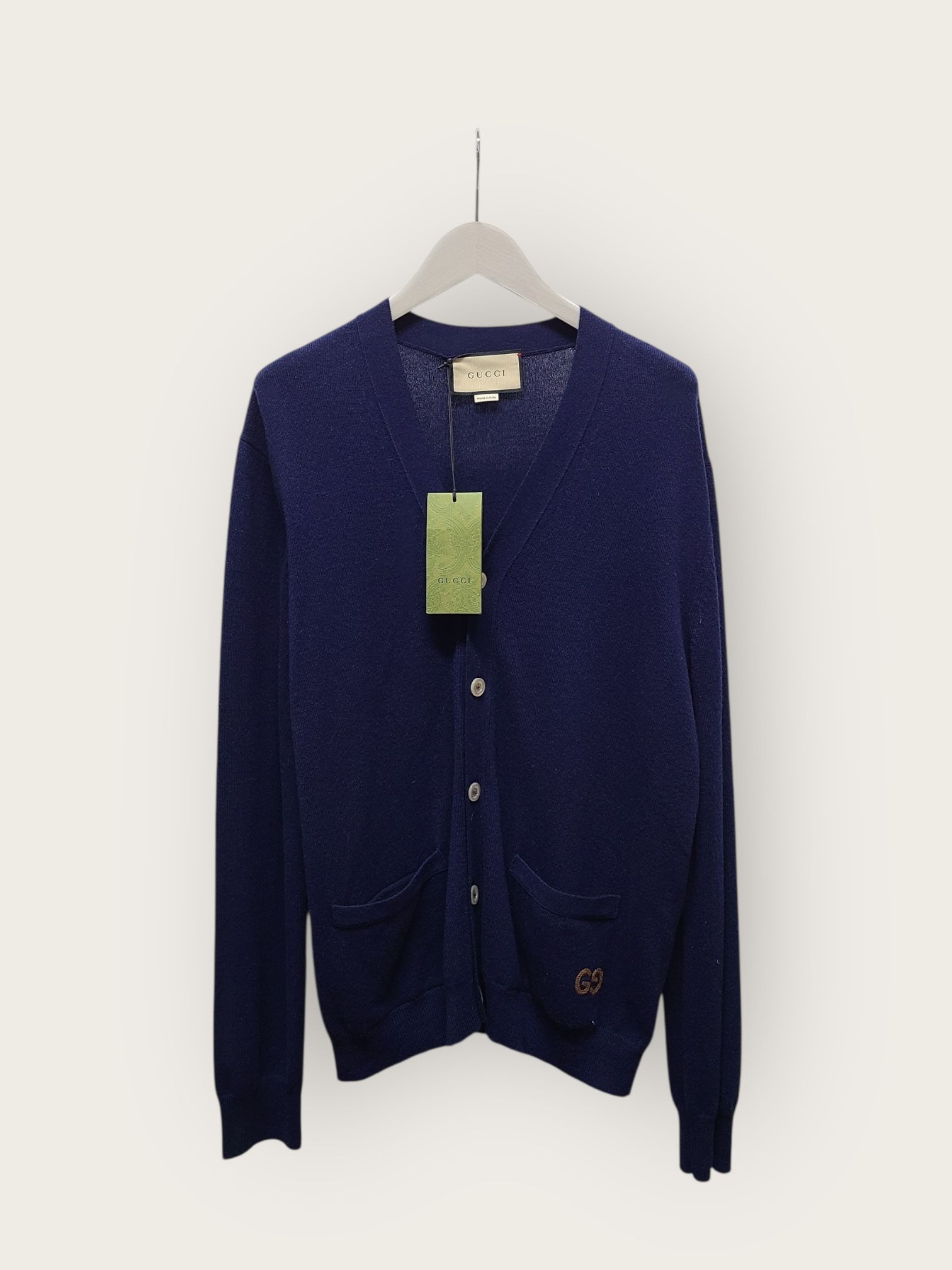 Gucci Navy GG Embroidered Logo Cashmere Cardigan 69735604 | eBay
