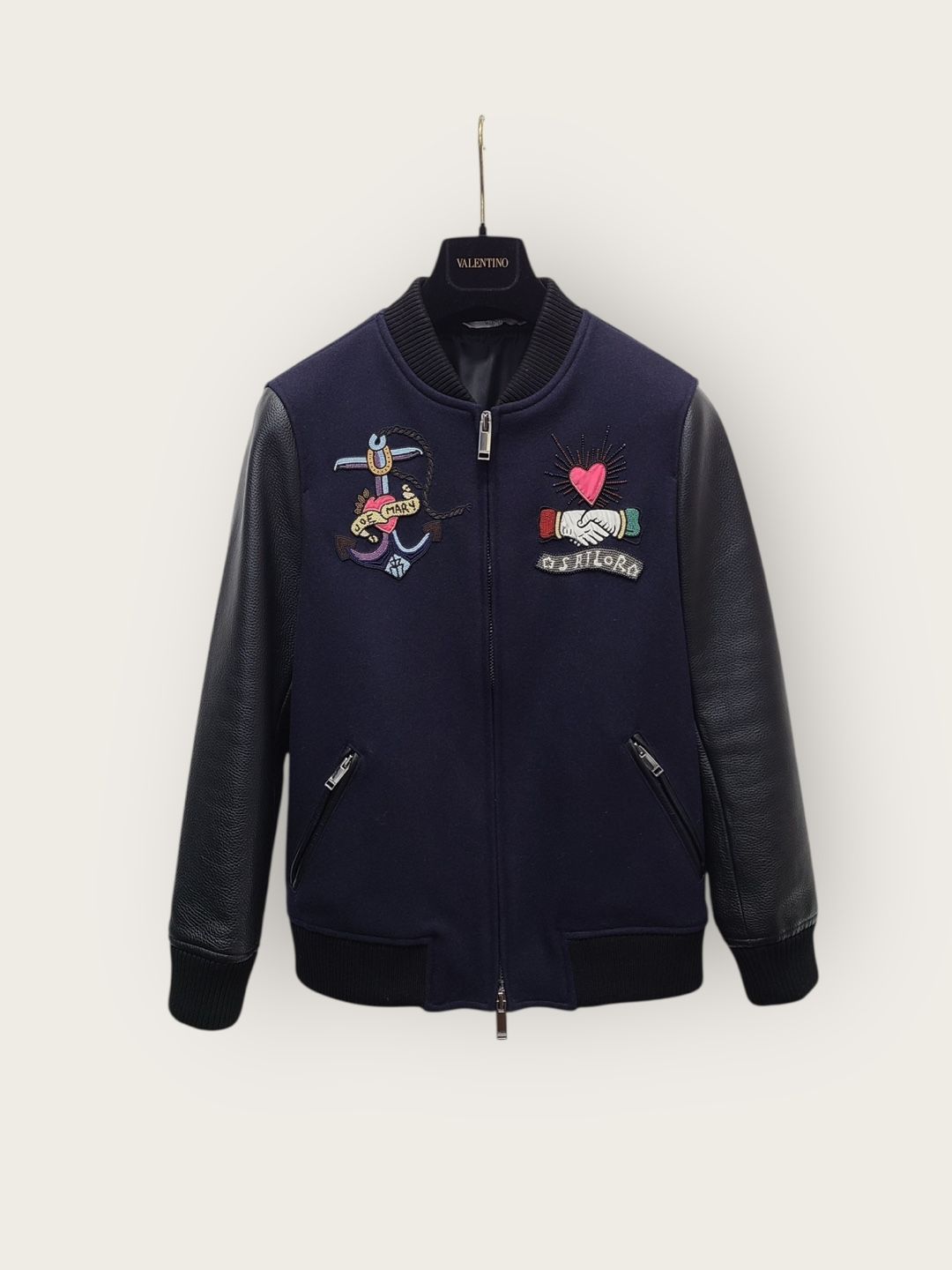 Valentino Navy Signature Bead Patch Blouson 42353414 | eBay