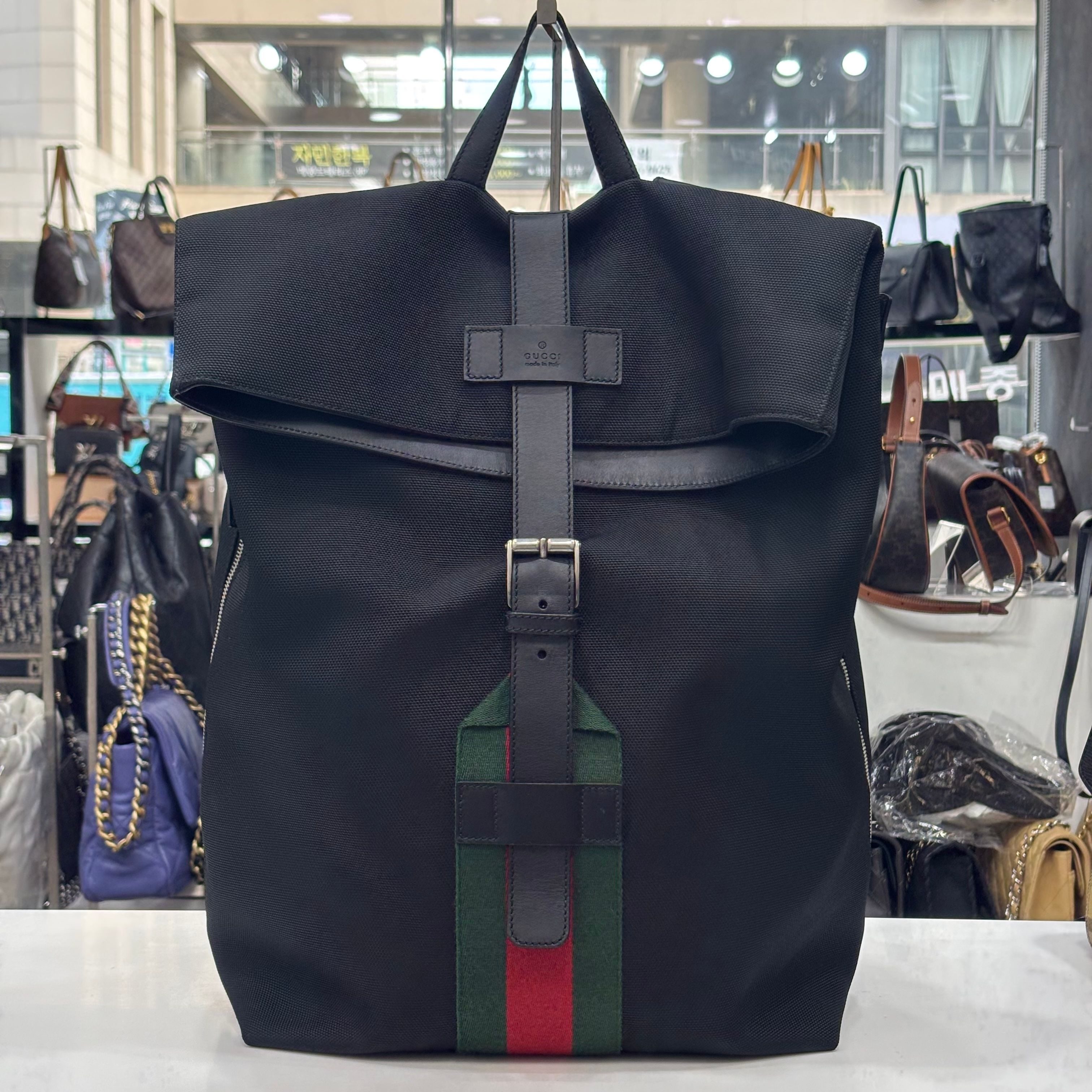 Gucci Techno Canvas Backpack in black Gucci Techno Canvas Web Single Buckle Backpack Black 1886513  main image 2