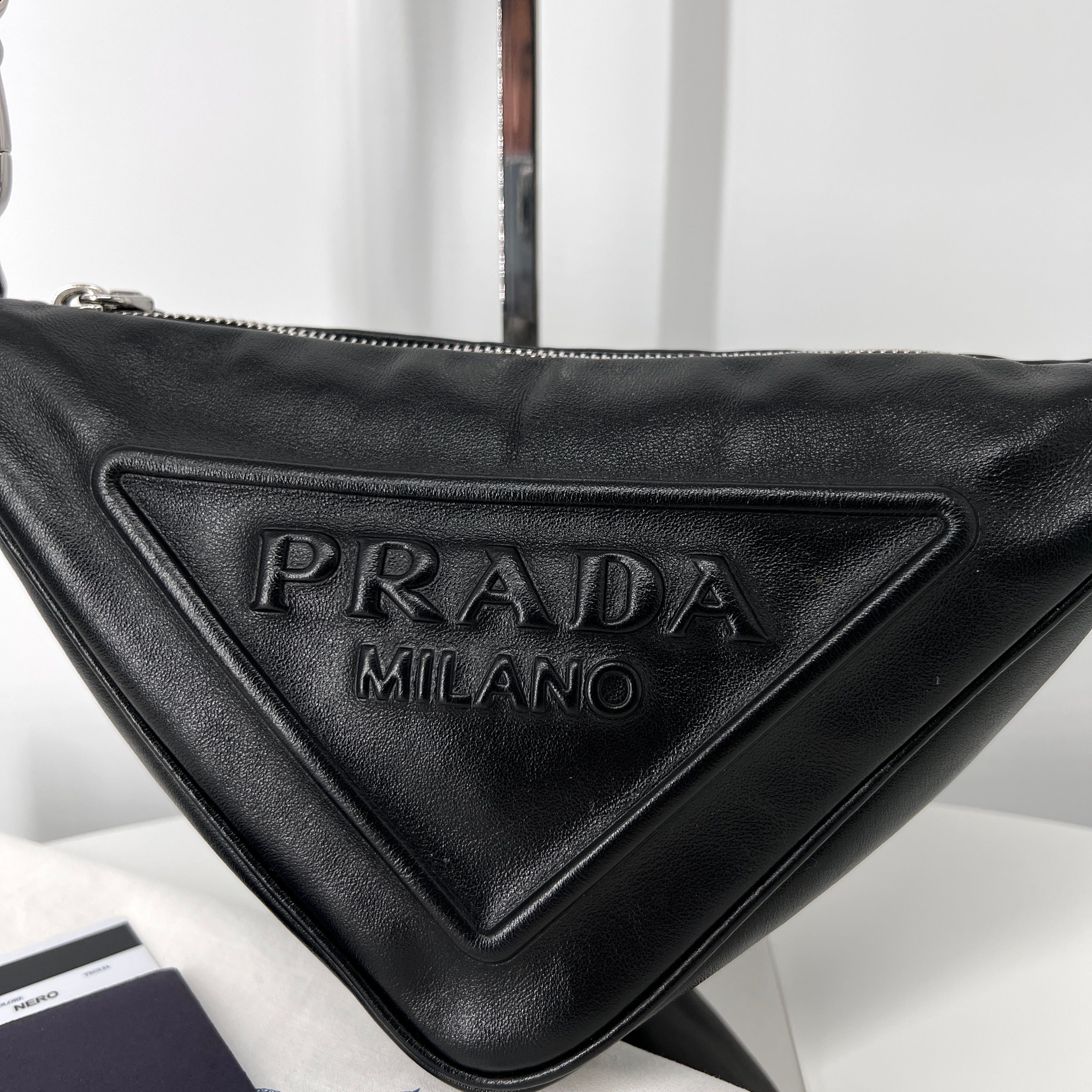Prada Triangle Logo Sling Bag Leather #265024P17B Prada Salffiano Leather Triangle Bag | RADPRESENT main image 4