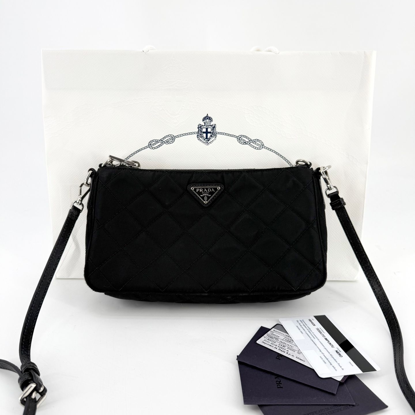Prada Re-Nylon Quilting Chain Shoulder Bag Crossbody Mini Bag 