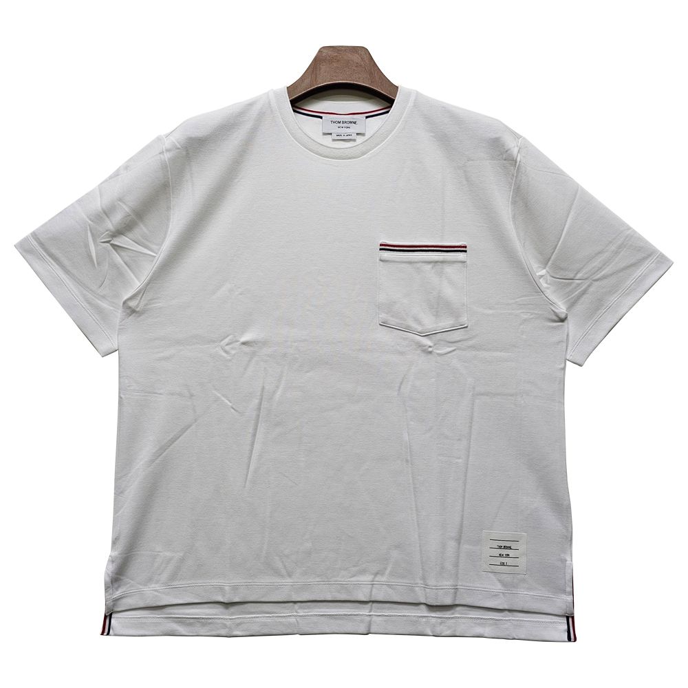 Thom Browne Oversized Pocket Three-Stripe Milano Cotton T-Shirt