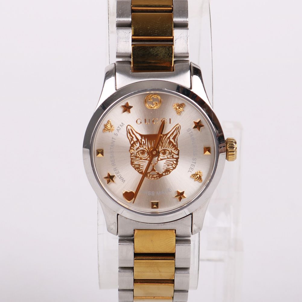 Woman’s Gucci watch Cat Gucci G-Timeless 27mm Silver Dial with Silver Feline Head  main image 2