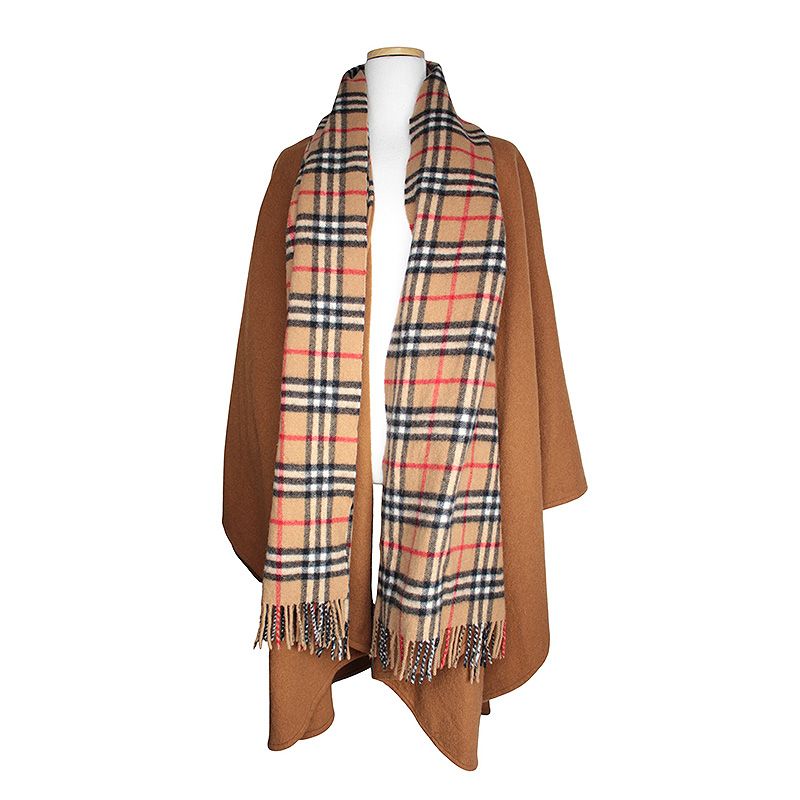 Burberry Check Cashmere Cape Long Coat (Big Oversize) 151789947 [P