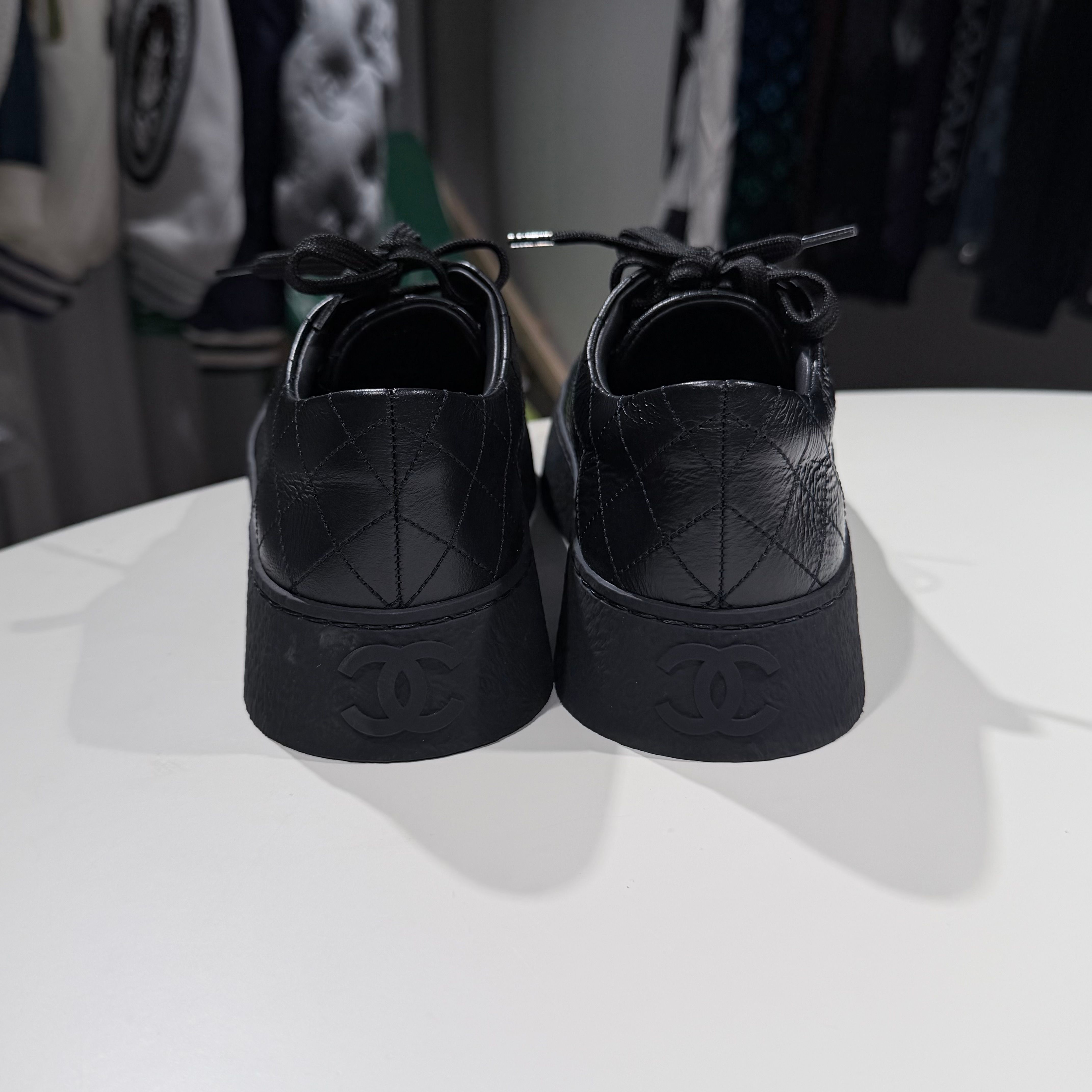CHANEL Victor Quads Quilted Black Sneakers (38.5) 153977035 [P] | eBay