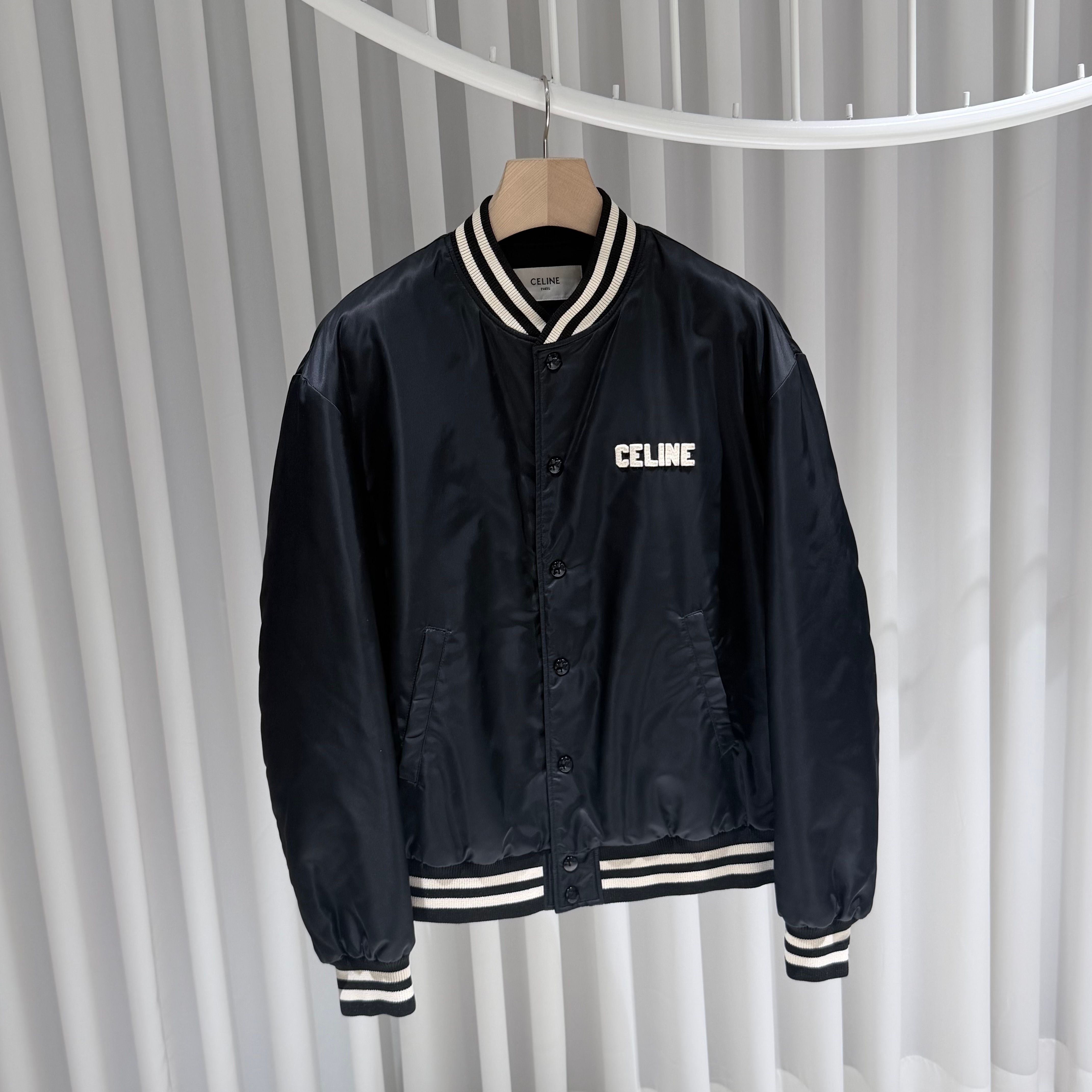未使用品□CELINE セリーヌ 2V35N851C スパンコール エンブロイダリー アメリカンテディジャケット ブルゾン 48 イタリア製 正規品 Celine Nylon Teddy Bomber Jacket 155463094 [P] | eBay