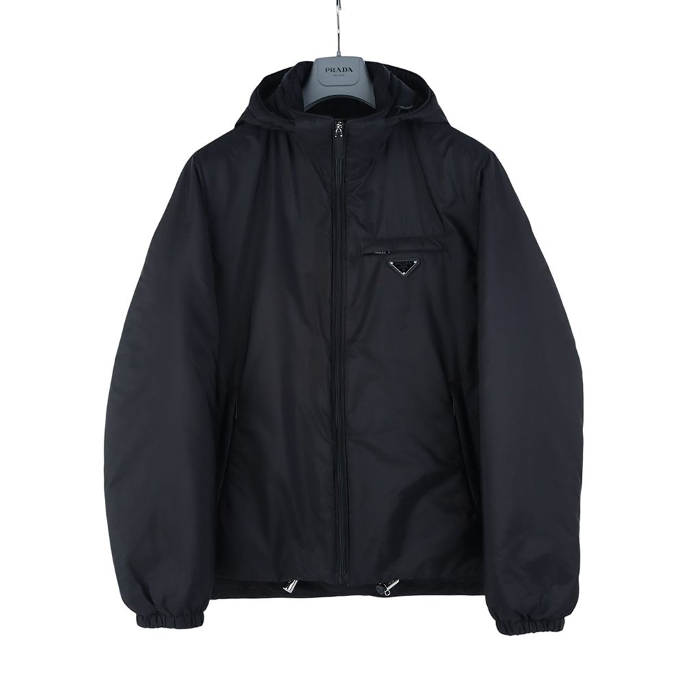 Prada Re-Nylon Triangle Logo Hooded Padded Jacket Size 54 37290Y-1 